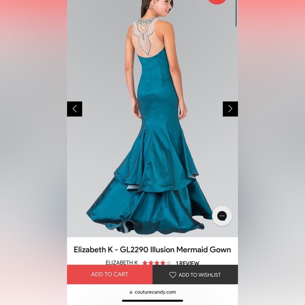 Stunning teal mermaid illusion dress - Picture 3 of 7
